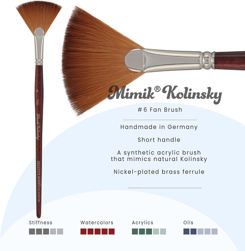 Creative Mark Mimik Kolinsky Watercolor Brush - # 6 Fan - Short Handle Synthetic Paint Brush - Handmade in Germany - Synthetic Sable Paint Brushes for Professional Artists - Animal-Friendly - Image 2