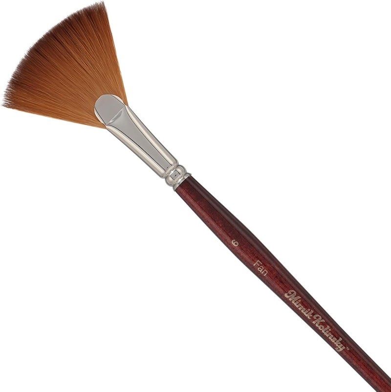 Creative Mark Mimik Kolinsky Watercolor Brush - # 6 Fan - Short Handle Synthetic Paint Brush - Handmade in Germany - Synthetic Sable Paint Brushes for Professional Artists - Animal-Friendly - Image 1