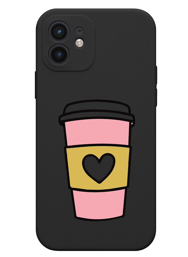 Theodor Protective Slim Fit Case Liquid Silicone Cover with Full Body Protection Anti-Scratch Shockproof Case For iPhone 12 Black  - Coffee - Image 1