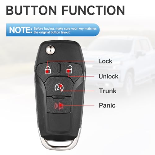 LYFUCESS Flip Key Fob Replacement Fits for Ford F150/F-150 2015 2016 2017 2018 2019 2020 2021 2022 2023 2024 F250/F-250 F350/F-350 F450 F550 2017-2024 Ranger 2019-2022 Bronco 2021-2022 Keyless Entry N5F-AO8TDA - Image 4