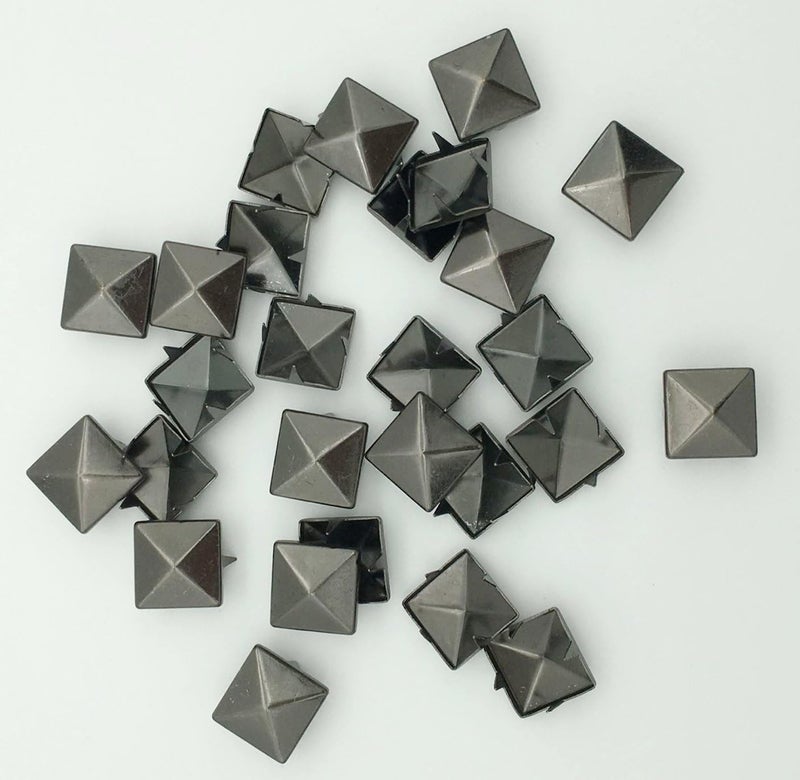 Newless 100pcs 10mm Square DIY Leathercraft Metal Punk Spikes Spots Pyramid Studs Nailheads (Gun Black) - Image 2