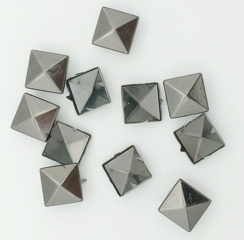 Newless 100pcs 10mm Square DIY Leathercraft Metal Punk Spikes Spots Pyramid Studs Nailheads (Gun Black) - Image 3