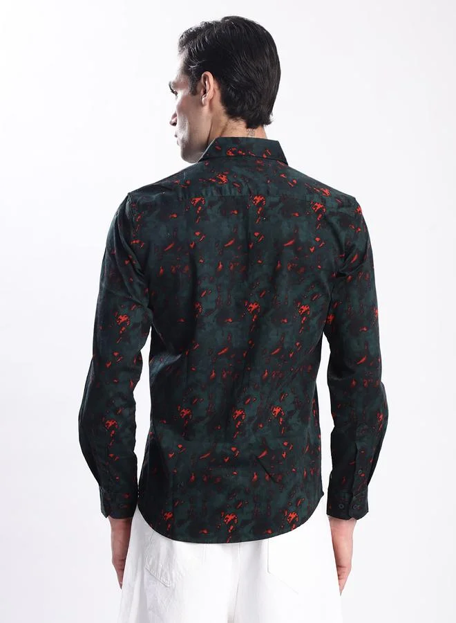Styli Men All Over Print Slim Fit Shirt By Bene Kleed