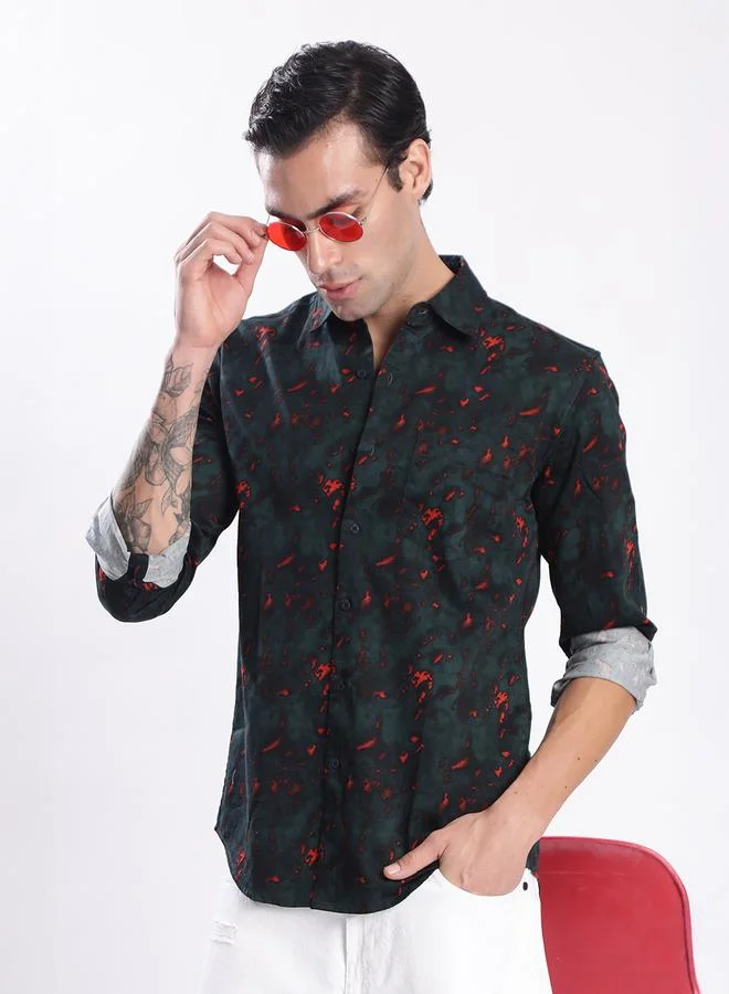 Styli Men All Over Print Slim Fit Shirt By Bene Kleed