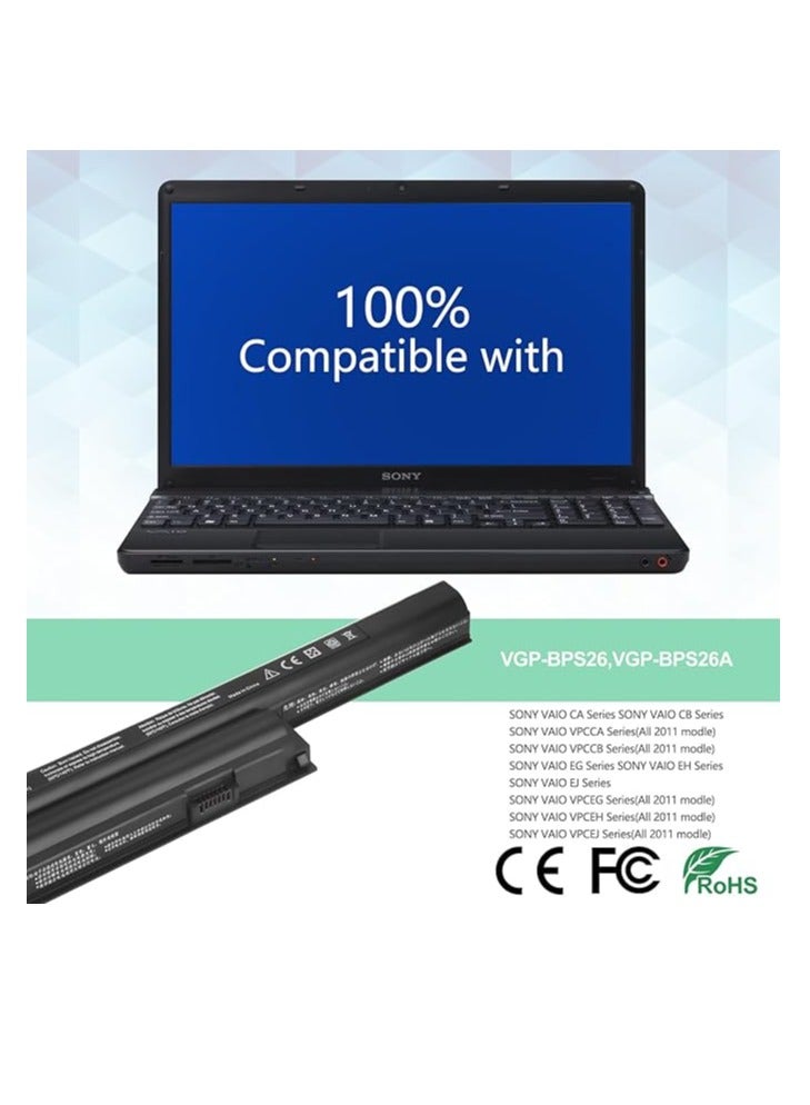 Terabyte بطارية بديلة VGP-BPS26 VGP-BPL26 VGP-BPS26A VGP-BPS26S لجهاز سوني VAIO VPC-CA15FW VPC-CA15FG VPC-CA16EC VPC-CA17EC SVE1511C5E PCG-71811L PCG-71811M VPC-EH سلسلة VPC-CA جميعها - Image 3