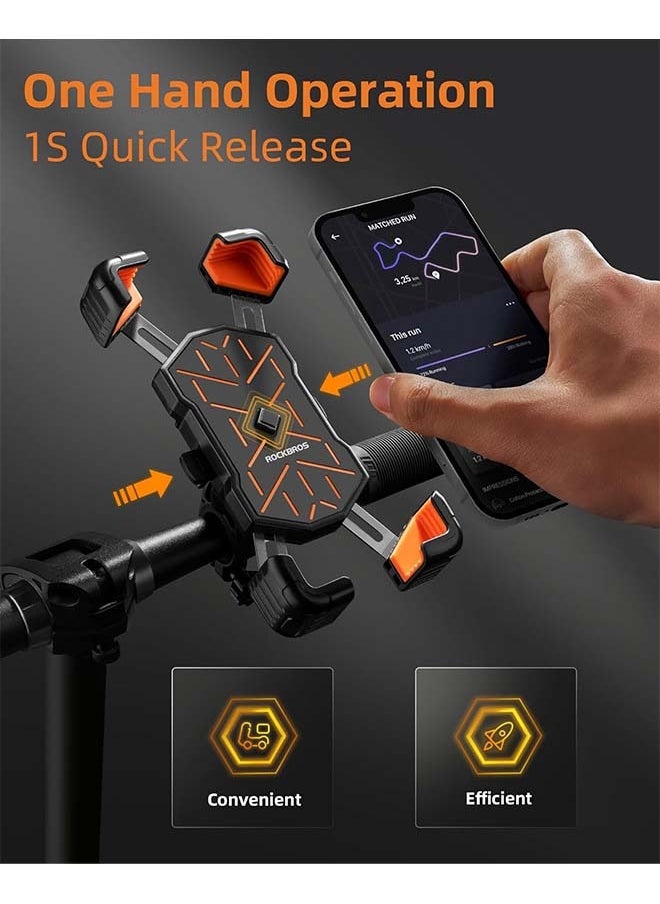 Rockbros ROCKBROS Motorcycle Bike Phone Holder Mount, for 4.5''-7.1'' Phones, Quick Release Motorcycle Bike Phone Mount Handlebar Clamp, 360° Rotatable Motorcycle Bike Phone Holder  - Image 2