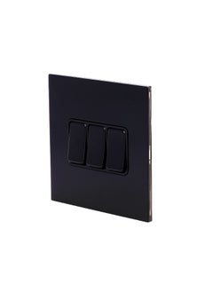 Donmarco 3 Gang 2 Way Switch – Rocker Button – Stainless Steel Panel, Modern & Durable, Fire-Resistant Electric Switch, 3 Year Warranty, Wall Switch for Home and Office (Matt Black)  - Image 2