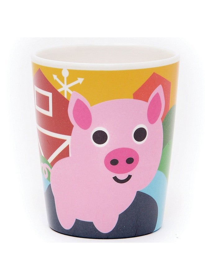 فرنش بول طقم أدوات مائدة من الميلامين للأطفال الصغار من فرينش بول، مكون من 4 قطع، خالٍ من مادة BPA، آمن للاستخدام في غسالة الأطباق، طبق متين، كوب، وعاء، صينية مقسمة، طقم أدوات مائدة، عصير، مزرعة، طقم أكواب عصير مكون من 4 قطع (74392) - Image 4