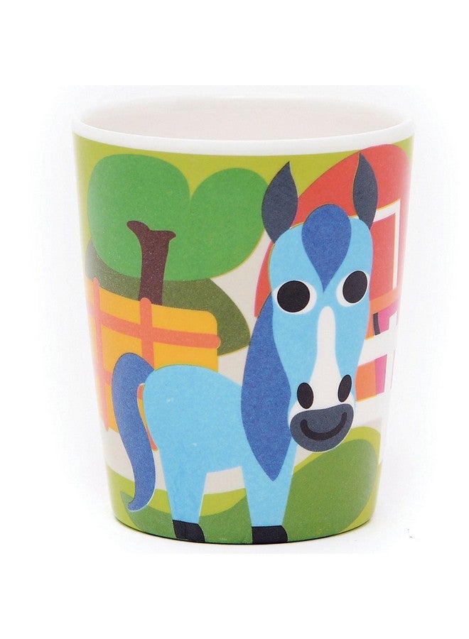 فرنش بول طقم أدوات مائدة من الميلامين للأطفال الصغار من فرينش بول، مكون من 4 قطع، خالٍ من مادة BPA، آمن للاستخدام في غسالة الأطباق، طبق متين، كوب، وعاء، صينية مقسمة، طقم أدوات مائدة، عصير، مزرعة، طقم أكواب عصير مكون من 4 قطع (74392) - Image 1