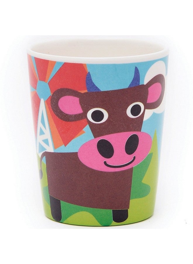 فرنش بول طقم أدوات مائدة من الميلامين للأطفال الصغار من فرينش بول، مكون من 4 قطع، خالٍ من مادة BPA، آمن للاستخدام في غسالة الأطباق، طبق متين، كوب، وعاء، صينية مقسمة، طقم أدوات مائدة، عصير، مزرعة، طقم أكواب عصير مكون من 4 قطع (74392) - Image 3