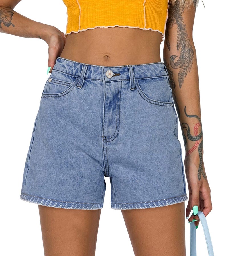 CHICZONE Womens High Waisted Denim Shorts Stretchy Straight Leg Jean Shorts Summer Hot Short Pants Blue L - Image 1