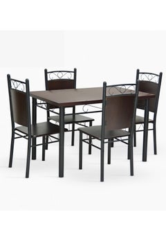 SILA Wooden Steel Dining Table And Chair Set (4+1) Color Wenge 120 Cm  - Image 1