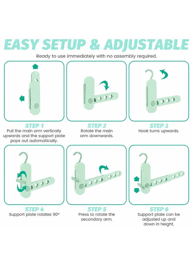 Foldable Travel Clothes Drying Rack, 7-Hole Over The Door Hanger Organizer for Cruise RV Laundry, Mint Green - Image 4