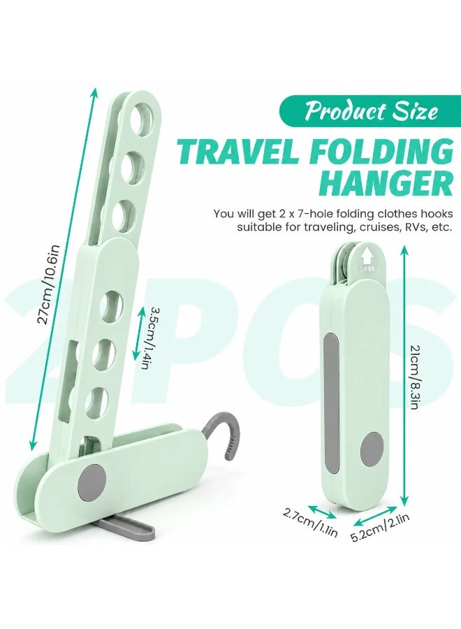 Foldable Travel Clothes Drying Rack, 7-Hole Over The Door Hanger Organizer for Cruise RV Laundry, Mint Green - Image 2