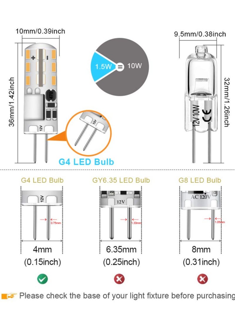 Cobest G4 LED Bulb JC Type Bi-Pin Base Light Bulbs 1.4W AC/DC 12V 6000K Warm White 10W T3 Halogen Bulb Replacement for Under Cabinet Puck Light, Chandelier, RV, Landscape Lighting (6 Pack) - Image 3