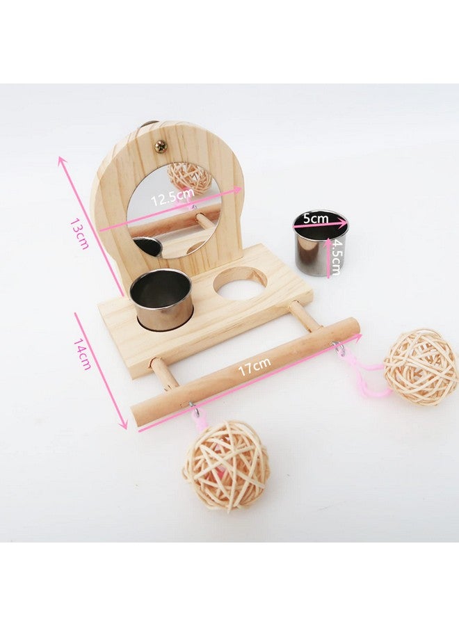 جوييي مرآة الطيور Joyeee للقفص، مع قطعتين من أكواب إطعام وسقاية الطيور المصنوعة من الفولاذ المقاوم للصدأ، ومجثم الطيور وألعاب تدريب الطيور، وكرات صغيرة من الخيزران لقفص الببغاوات، والببغاوات، وطيور الحب، وطيور الكناري. - Image 2