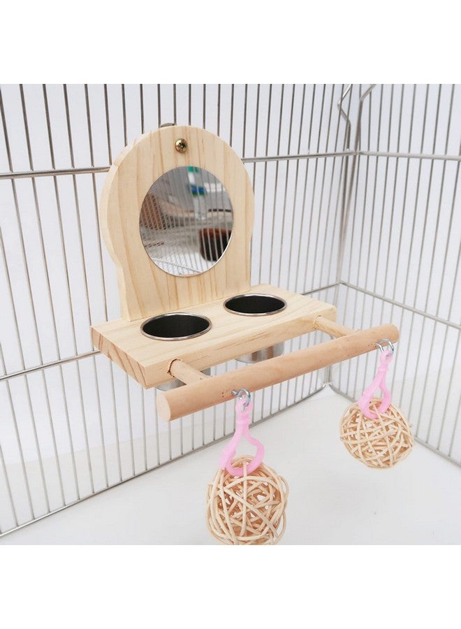 جوييي مرآة الطيور Joyeee للقفص، مع قطعتين من أكواب إطعام وسقاية الطيور المصنوعة من الفولاذ المقاوم للصدأ، ومجثم الطيور وألعاب تدريب الطيور، وكرات صغيرة من الخيزران لقفص الببغاوات، والببغاوات، وطيور الحب، وطيور الكناري. - Image 5