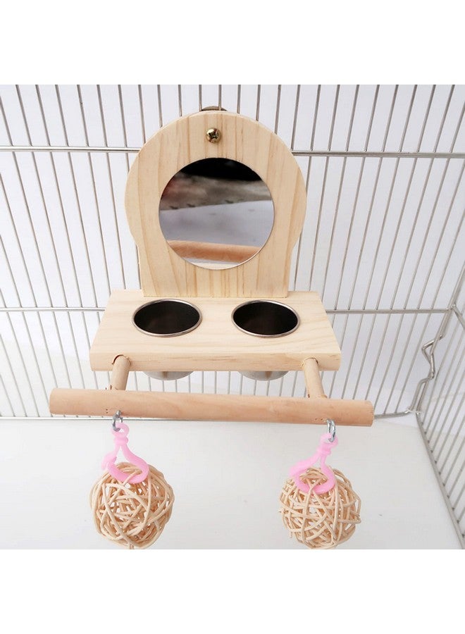 جوييي مرآة الطيور Joyeee للقفص، مع قطعتين من أكواب إطعام وسقاية الطيور المصنوعة من الفولاذ المقاوم للصدأ، ومجثم الطيور وألعاب تدريب الطيور، وكرات صغيرة من الخيزران لقفص الببغاوات، والببغاوات، وطيور الحب، وطيور الكناري. - Image 3