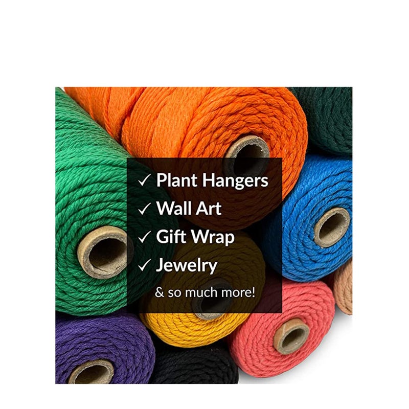 Zikra Macrame Cord, Gold 100% Cotton Cord Rope for Macrame 3 mm Natural and Colored Craft String Yarn Materials 100 m Long - Image 4