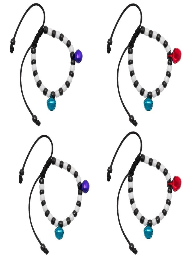 Kailash Creation Baby Nazariya Bracelets Kada for Newborn Boys & Girls (0-5 Years) | Adjustable Black & White Beads Thread | Baby Shower, Birth, Naming Ceremony & Mundan Function (Multicolor Bells, Pack of 4) - Image 1