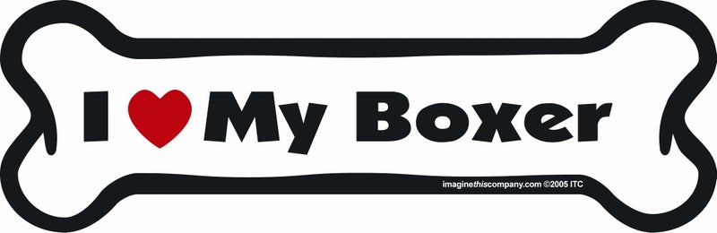 Imagine This Company I Love My Breed Bone Shaped Pet Magnet; Removable Magnets for Cars, Fridges, Lockers & More, Stylish Pet Inspired Car Accessories, 2 x 7 inches, 1 Item, White/Black, Boxer - Image 1