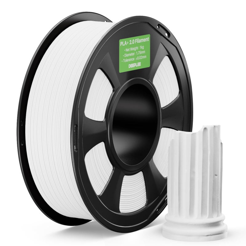 DEEPLEE PLA+ 2.0 Filament 1.75mm, Stronger Toughness 3D Printer Filament, White 1KG, Upgrade PLA Plus 3D Printer Filament, High Speed PLA+ Filament for Most FDM 3D Drucker - Image 1