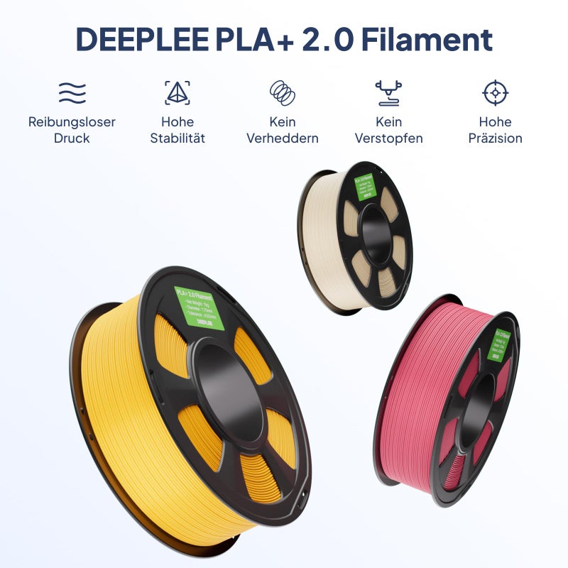 DEEPLEE PLA+ 2.0 Filament 1.75mm, Stronger Toughness 3D Printer Filament, White 1KG, Upgrade PLA Plus 3D Printer Filament, High Speed PLA+ Filament for Most FDM 3D Drucker - Image 2