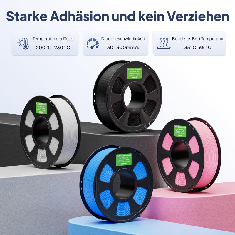 DEEPLEE PLA+ 2.0 Filament 1.75mm, Stronger Toughness 3D Printer Filament, White 1KG, Upgrade PLA Plus 3D Printer Filament, High Speed PLA+ Filament for Most FDM 3D Drucker - Image 4