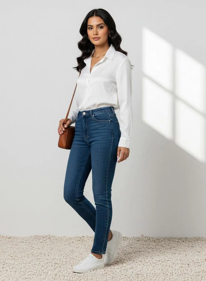 سبلاش فيڤ قميص فيسكوز بقصة عادية بنقوش وياقة