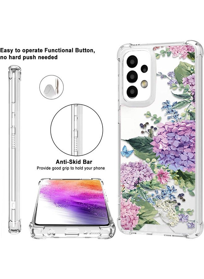 Samsung Galaxy A73 5G Clear Case Cover, Flower and Bird Pattern TPU Transparent Shockproof Protective Shell, Back Cover Protector Mobile Phone Accessories (Purple) - Image 4