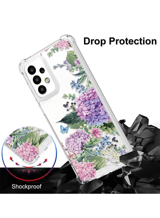 Samsung Galaxy A73 5G Clear Case Cover, Flower and Bird Pattern TPU Transparent Shockproof Protective Shell, Back Cover Protector Mobile Phone Accessories (Purple) - Image 3