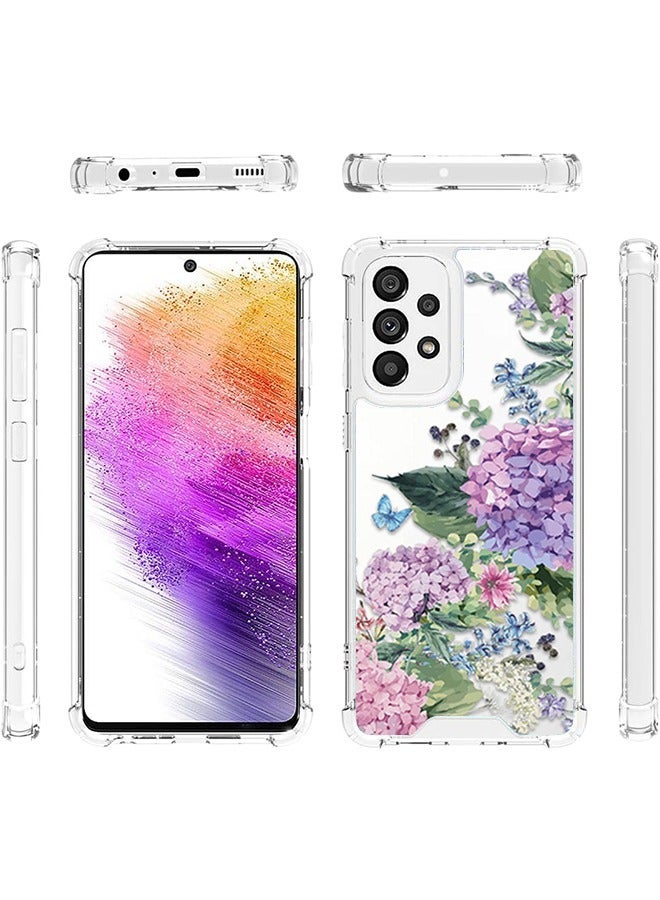 Samsung Galaxy A73 5G Clear Case Cover, Flower and Bird Pattern TPU Transparent Shockproof Protective Shell, Back Cover Protector Mobile Phone Accessories (Purple) - Image 5