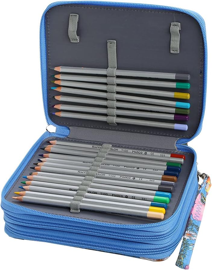 Lbxgap Portable Colored Printing Pattern Morning glory and Daisy Pencil Case 72 Slots Pencil Bag Organizer with Zipper for Watercolor Pens or Markers, Pencil Case Organizer for Artist - Image 3