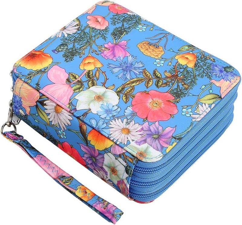 Lbxgap Portable Colored Printing Pattern Morning glory and Daisy Pencil Case 72 Slots Pencil Bag Organizer with Zipper for Watercolor Pens or Markers, Pencil Case Organizer for Artist - Image 1