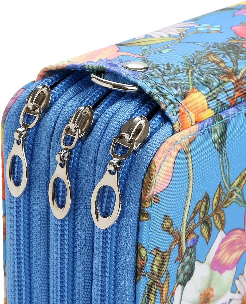Lbxgap Portable Colored Printing Pattern Morning glory and Daisy Pencil Case 72 Slots Pencil Bag Organizer with Zipper for Watercolor Pens or Markers, Pencil Case Organizer for Artist - Image 5