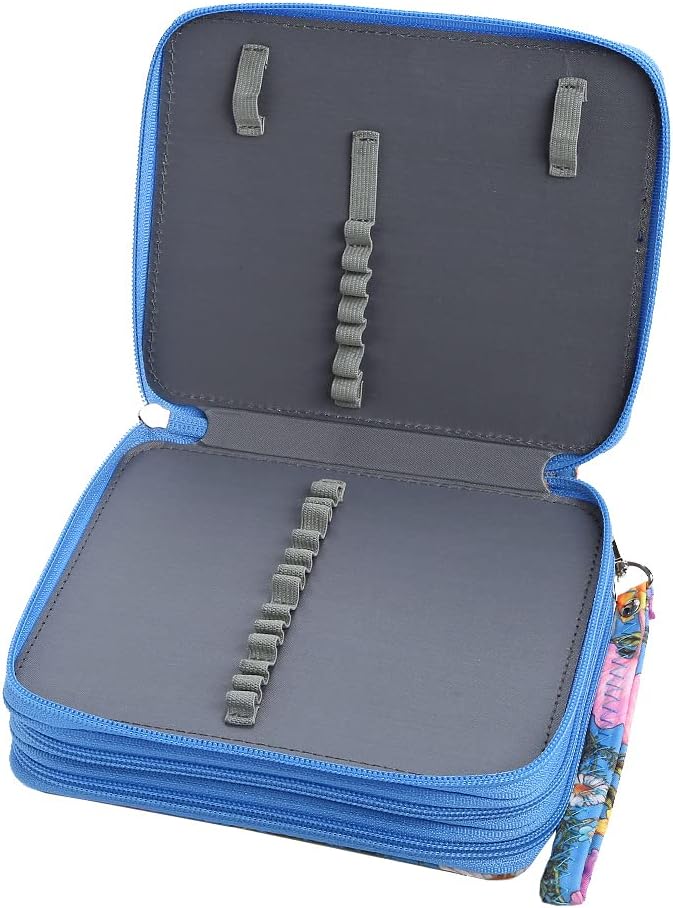 Lbxgap Portable Colored Printing Pattern Morning glory and Daisy Pencil Case 72 Slots Pencil Bag Organizer with Zipper for Watercolor Pens or Markers, Pencil Case Organizer for Artist - Image 4