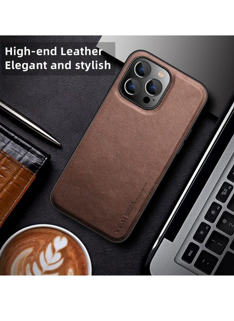 Raxoom Compatible with iPhone 14 Pro max Case Premium PU Leather Slim Protective Business Design Luxury Rugged Shockproof Anti-Scratch Non-Slip Phone Cover with Soft Edge Cases 2022-Brown - Image 2