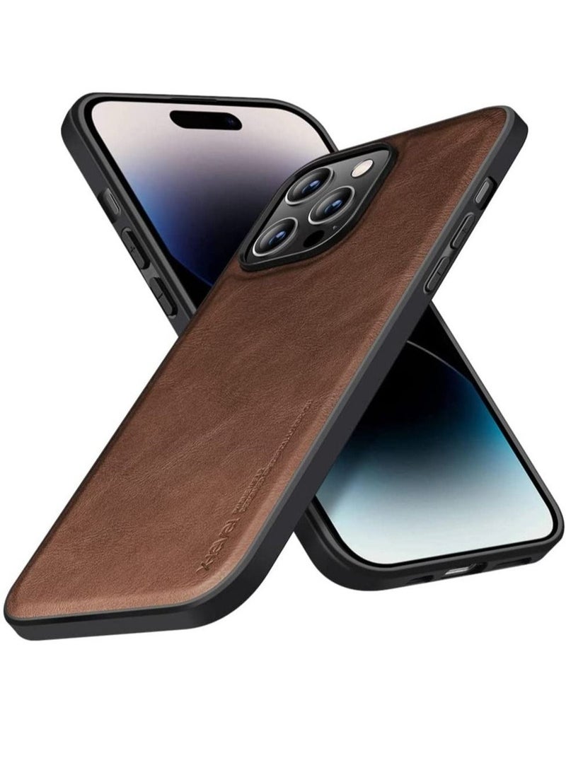Raxoom Compatible with iPhone 14 Pro max Case Premium PU Leather Slim Protective Business Design Luxury Rugged Shockproof Anti-Scratch Non-Slip Phone Cover with Soft Edge Cases 2022-Brown - Image 4