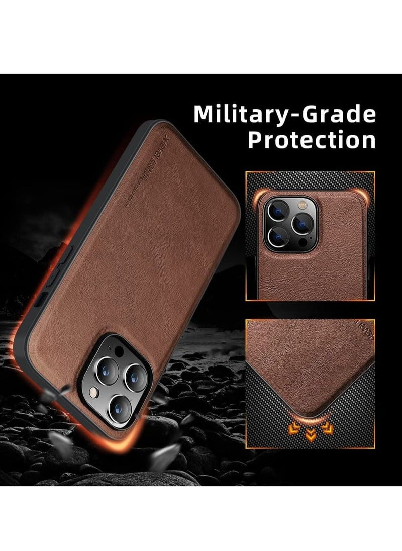 Raxoom Compatible with iPhone 14 Pro max Case Premium PU Leather Slim Protective Business Design Luxury Rugged Shockproof Anti-Scratch Non-Slip Phone Cover with Soft Edge Cases 2022-Brown - Image 5