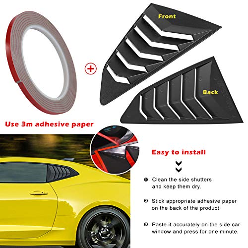 Danti Side Window Louvers for Chevrolet Camaro LS LT RS SS GTS 2010-2015 Windshield Sun Shade Cover Lambo Style Window Cover Matte Black(2pcs) - Image 4