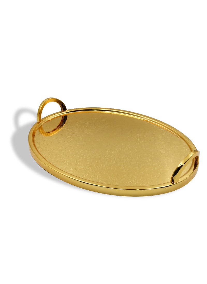 Homesmiths Homesmiths Ramadan Large Oval Serving Tray In Gold- Elegant & Festive, Perfect For Ramadan Gatherings & Beyond - Image 1