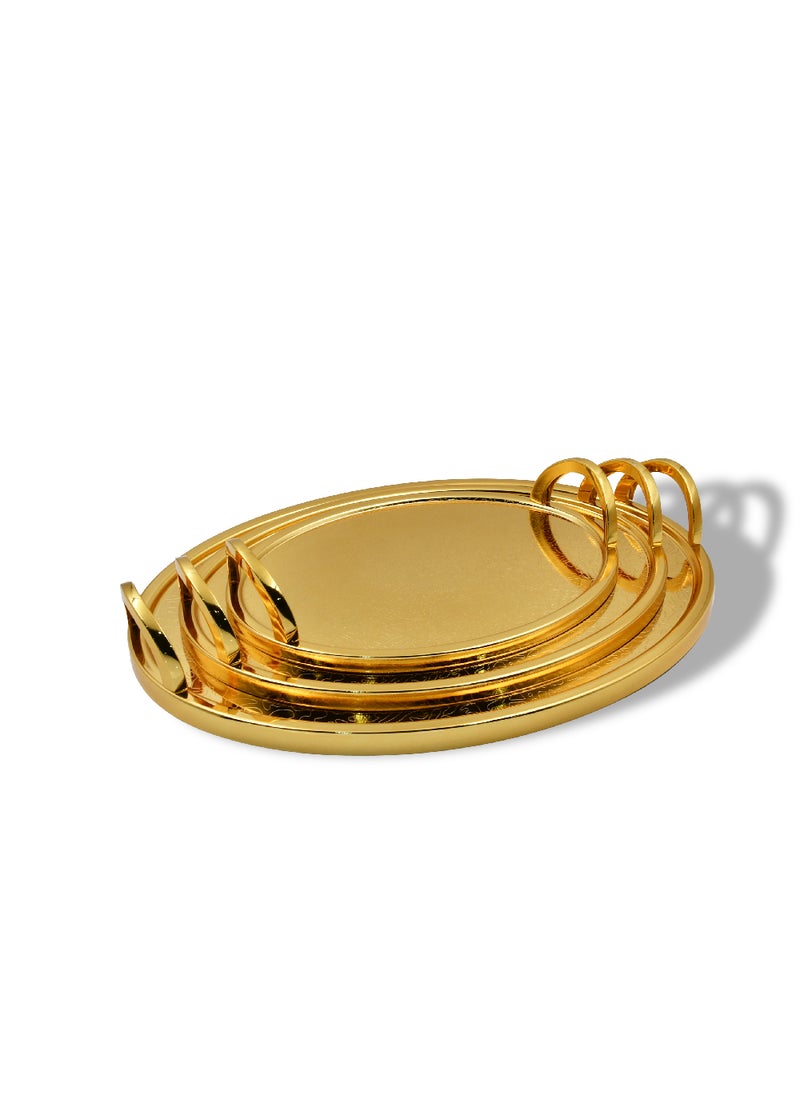 Homesmiths Homesmiths Ramadan Large Oval Serving Tray In Gold- Elegant & Festive, Perfect For Ramadan Gatherings & Beyond - Image 2