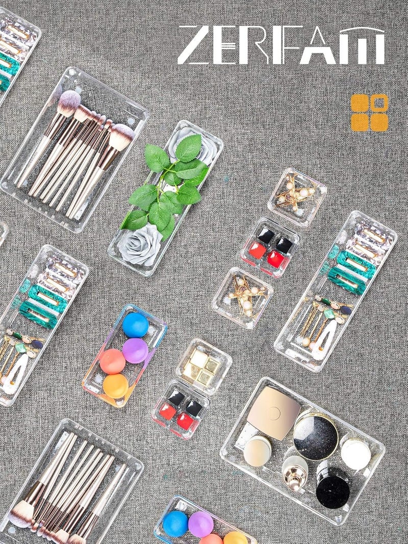 Drawer Organizers - Drawer Organizer Set, Clear Plastic Drawer Dividers, Different Sizes Desk Drawer Organizer, Trays for Makeup, Jewelries and Gadgets, Bedroom, Bathroom (16 Pieces) - Image 5