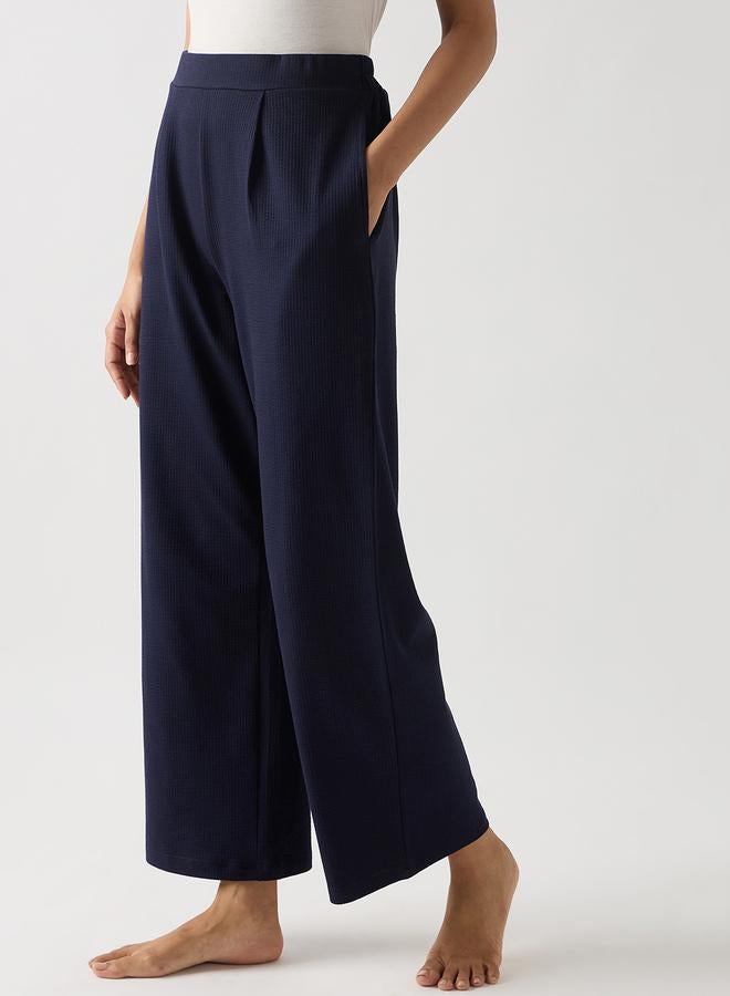 Femmella Navy Blue Cotton Knit Straight Pants - Image 5