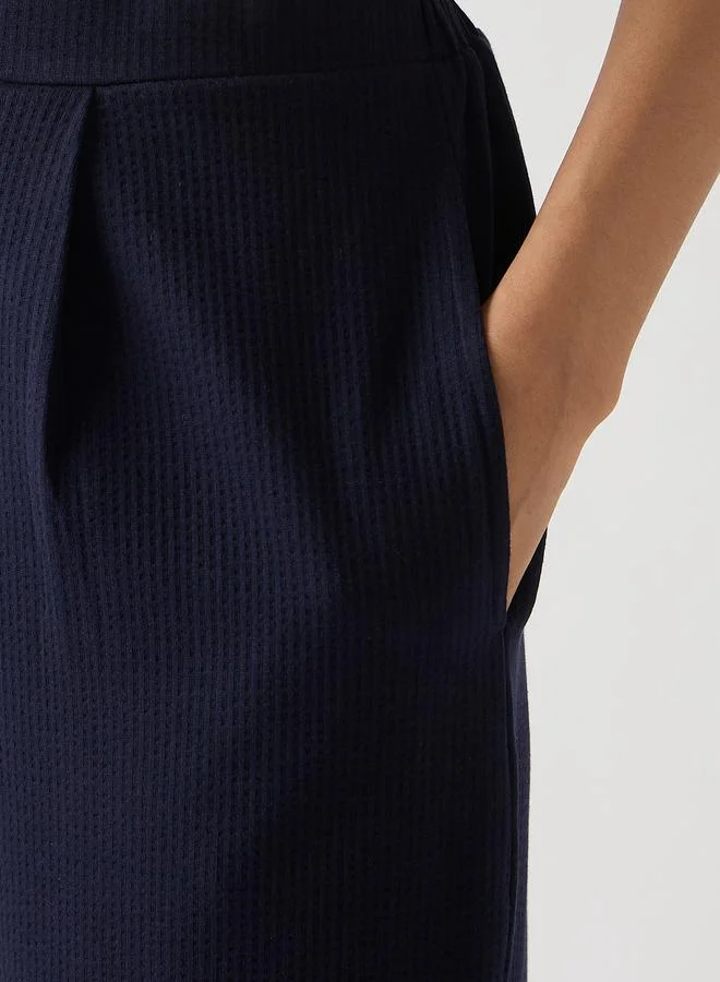 Femmella  Navy Blue Cotton Knit Straight Pants for Women | Best Price UAE