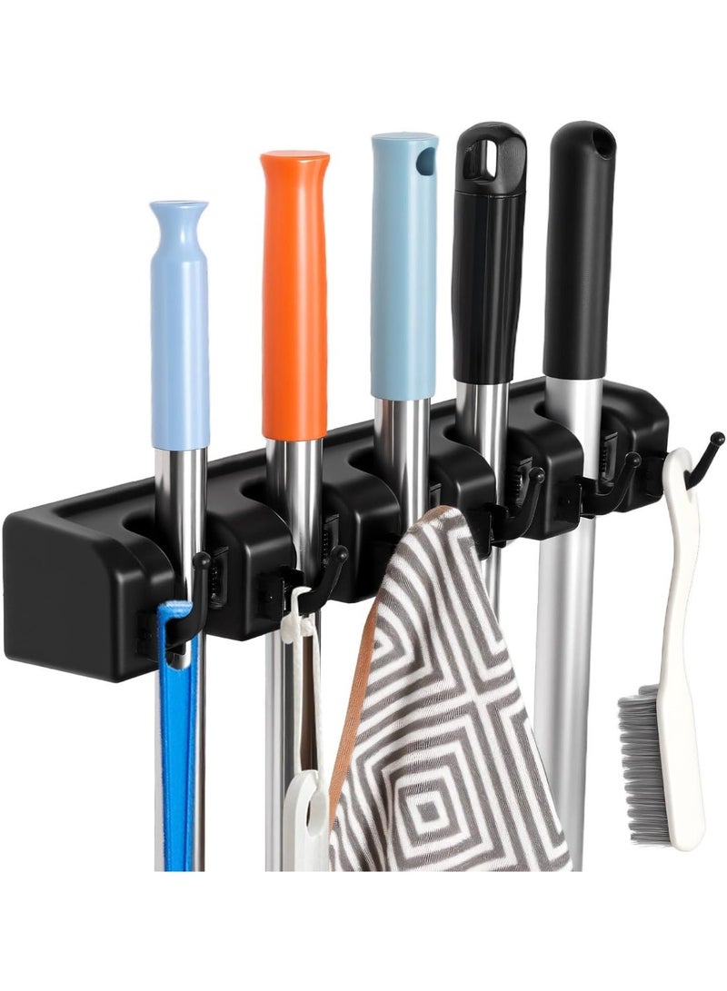 Broom and Mop Holder Wall Mounted,Organization and Storage with 5 Ball Slots and 6 Hooks, 1 Pack - Image 3