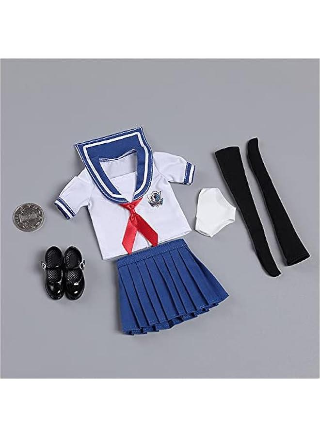 1/6 Scale Figure Doll Clothes, School Girl Suit, Shirt+Short Skirt+Stockings+Shoes Outfit Costume for 12 inch Female Action Figure Phicen/TBLeague CM217(B) 