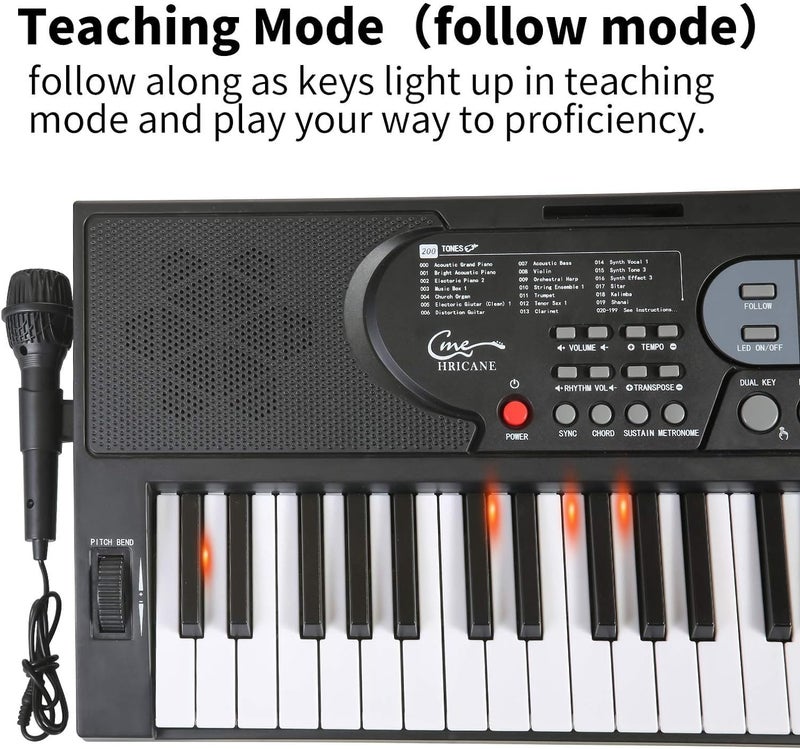 Hricane 61 Keys Piano Keyboard with Microphone Piano Note Sticker Power Supply Music Stand Electronic Digital Keyboard Gift for Beginners Boys Girls Lovers Girlfriend Friends - Image 5