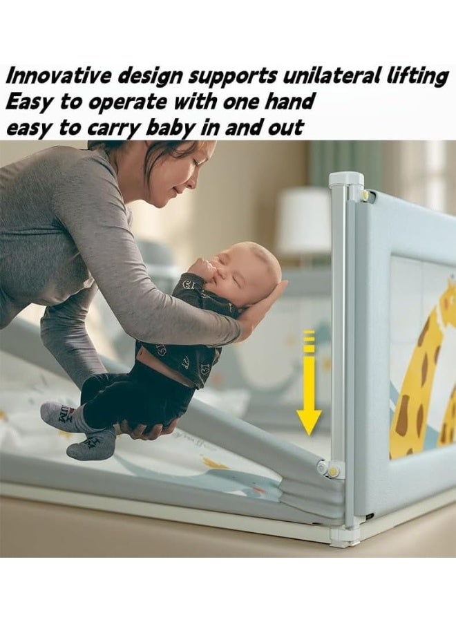 NANAO 1Pack Foldable Bed Rails Guard for Baby Long Bed Guard Fence,Swing Down Bed Guards with Adjustable Height,Safety Guardrail for Full Size,Side Bed Falling Protector,Safety Child Lock (pink, 2m/6.5ft) - Image 4