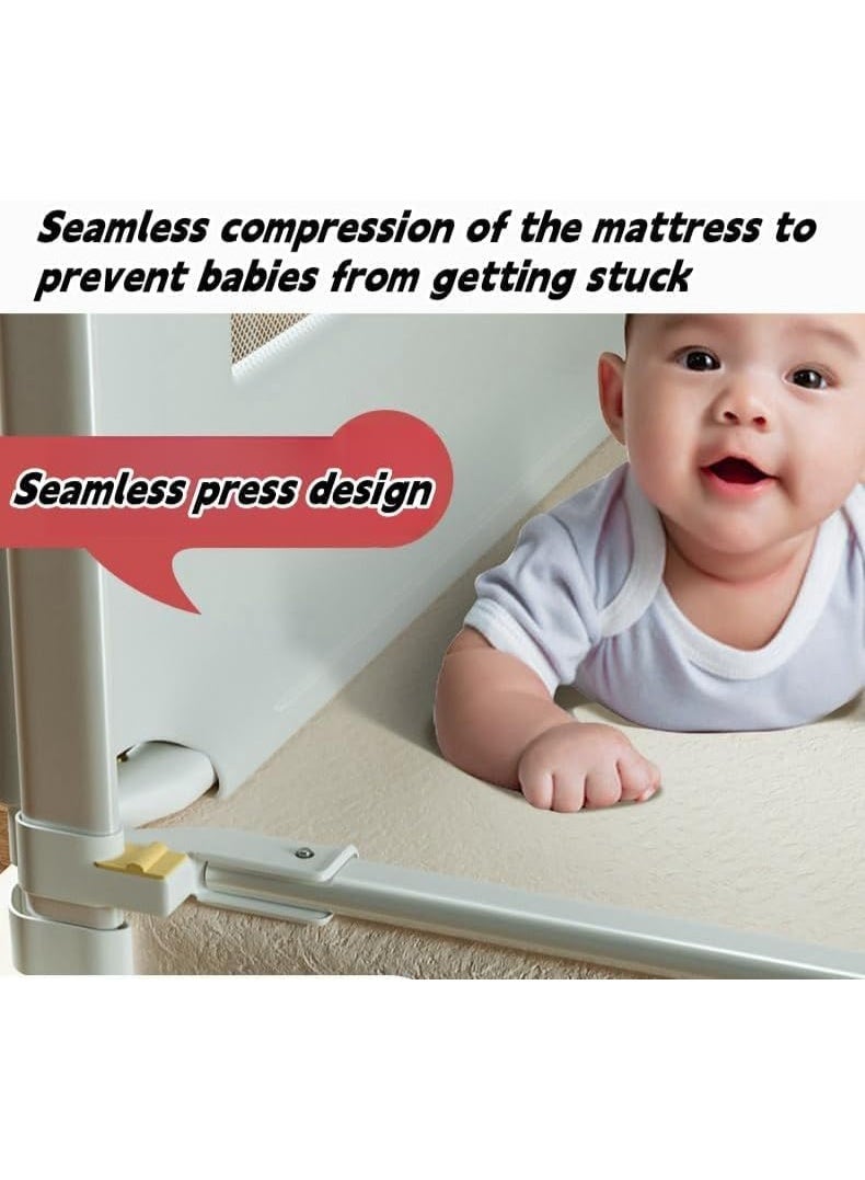 NANAO 1Pack Foldable Bed Rails Guard for Baby Long Bed Guard Fence,Swing Down Bed Guards with Adjustable Height,Safety Guardrail for Full Size,Side Bed Falling Protector,Safety Child Lock (pink, 2m/6.5ft) - Image 3